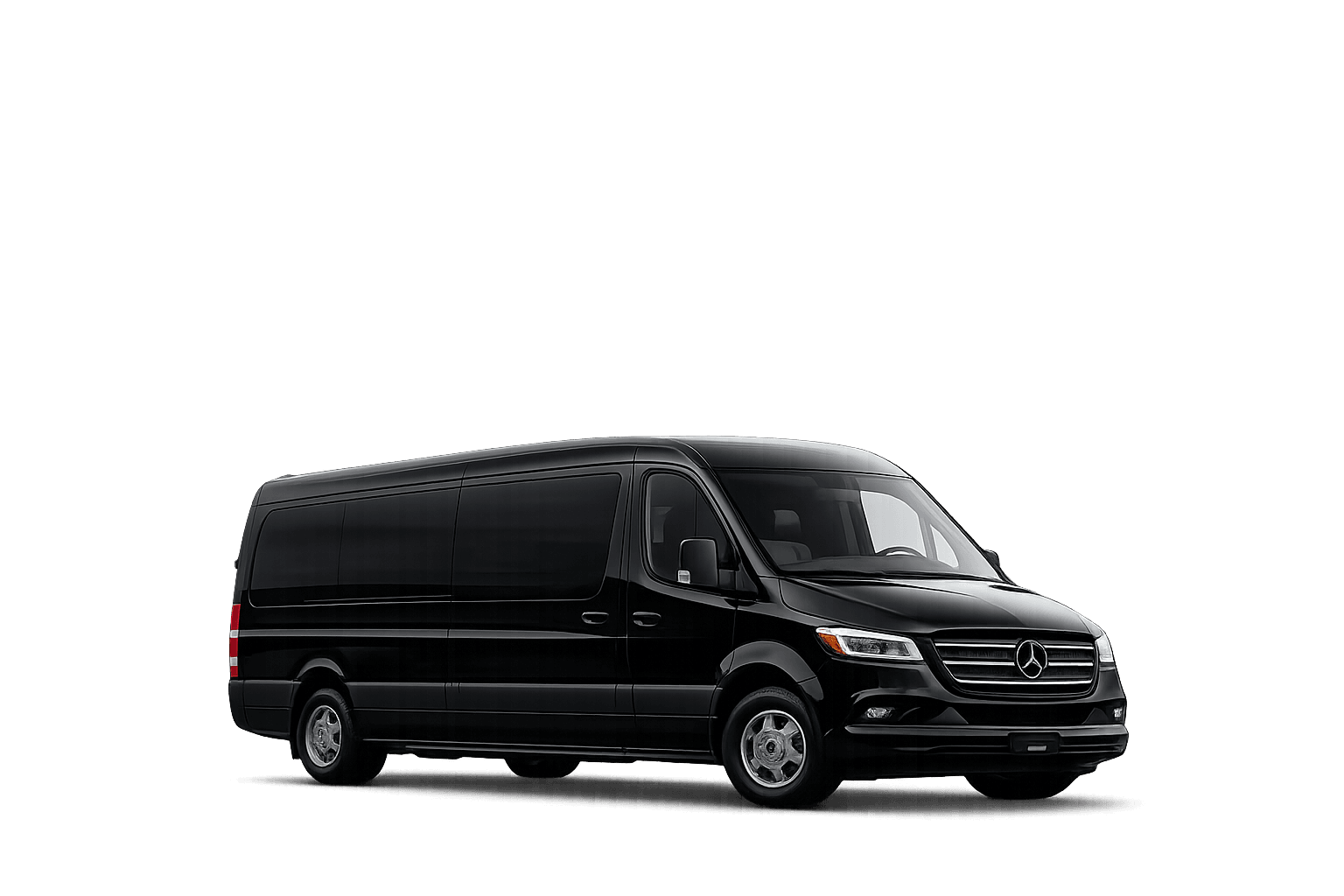 Black 2025 Mercedes Sprinter van with leather seating and climate control for group transportation Chicago